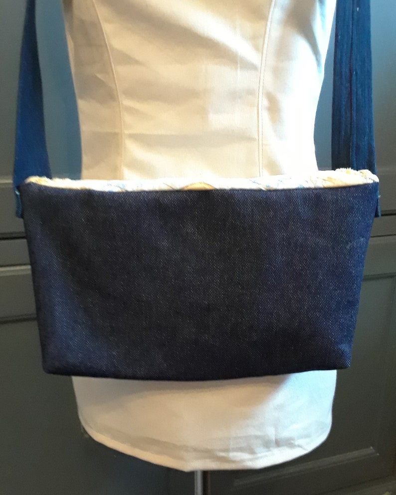 Vintage Quilt Denim Crossbody bag Teal OOAK