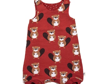 Organic Cotton Baby Romper - Beaver Print, Unisex