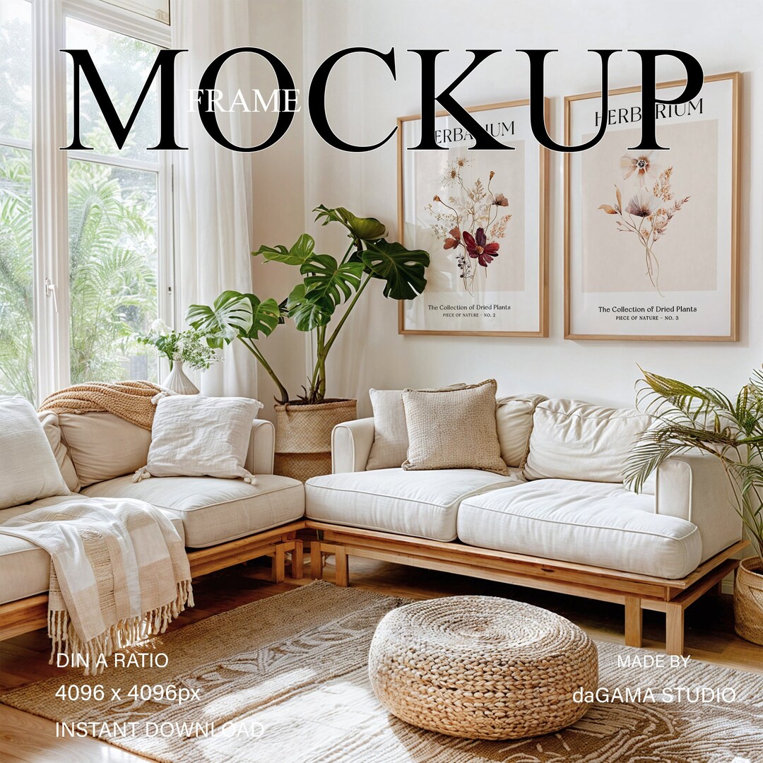 Two Frame Mockup, Set of 2 Poster Mockups for Artwork and Digital