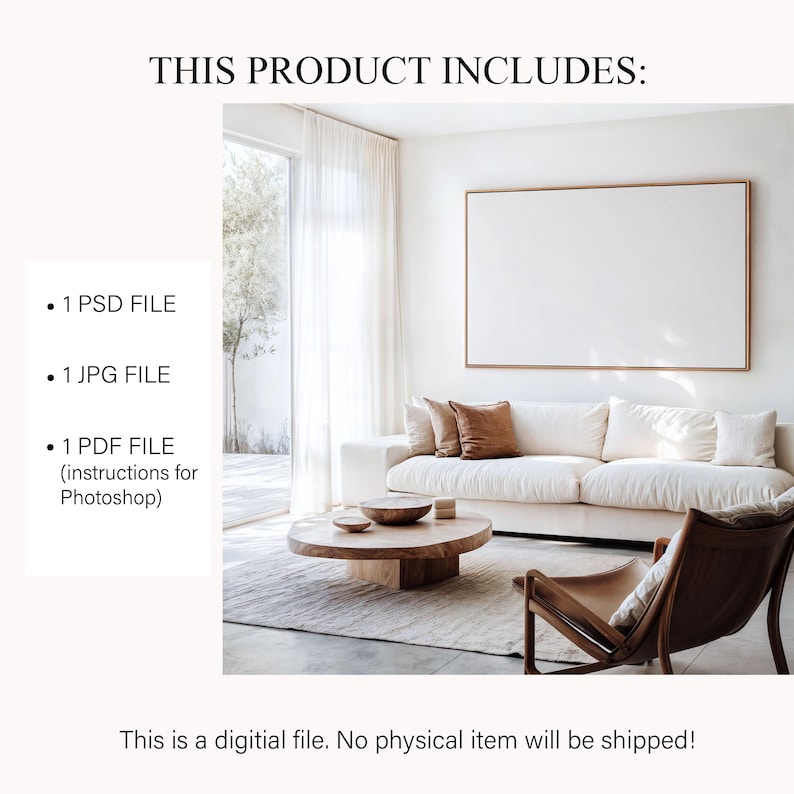 Horizontal Floating Canvas Mockup, Landscape Float Frame for Large