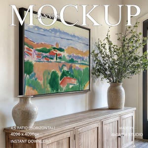 Canvas Mockup Horizontale, Floating Black Rahmen für Gemälde, Landschaft Gerahmte Leinwand im rustikalen Interieur, Mock Up für Künstler Wandkunst, PSD