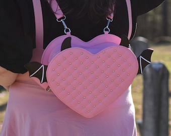 Heart Shaped Leather Backpack in Lilac