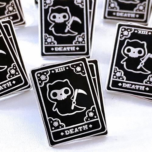 Cat Tarot Death Card Enamel Pin - Grim Reaper