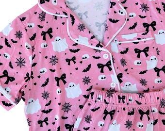 Creepy Cute Button Down Pajamas Shorts and Top Set