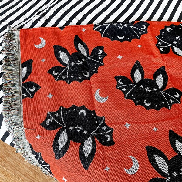 Bat Woven Tapestry Blanket 50" x 60"