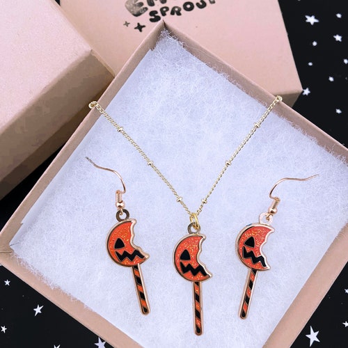 Sam's Lollipop Earrings or Necklace - Enamel Charms on Gold Plated Hooks or Chain