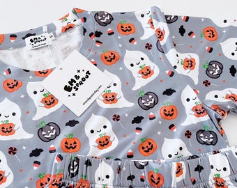Pumpkin Ghost Halloween Pajamas - Shorts and Top Set