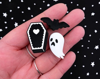Ghost, Coffin, Bat Shoe Charms Set