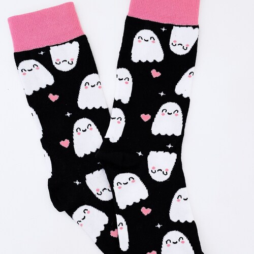 Pastel Goth Socks Pink Bats on Black Socks Creepy Cute Etsy
