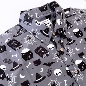 Witchy Halloween Button Down Unisex Style Shirt - Size LARGE