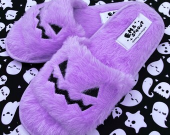 womens purple fuzzy slippers