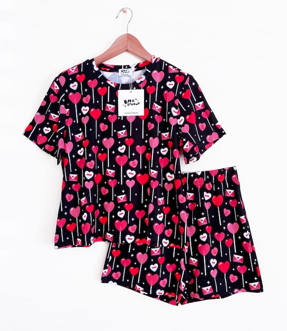 Valentine's Day Pajamas Shorts and Top 