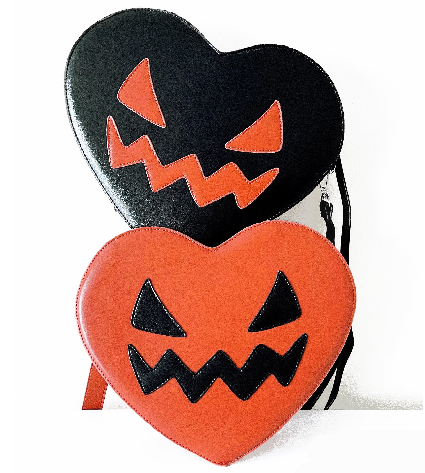 Jack-o-lantern Heart Crossbody Backpack Convertible Halloween Bag