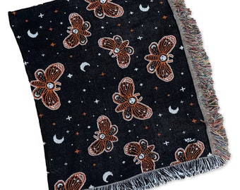 Death Moth Woven Blanket