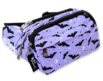 Lavender Bat Print Fanny Pack