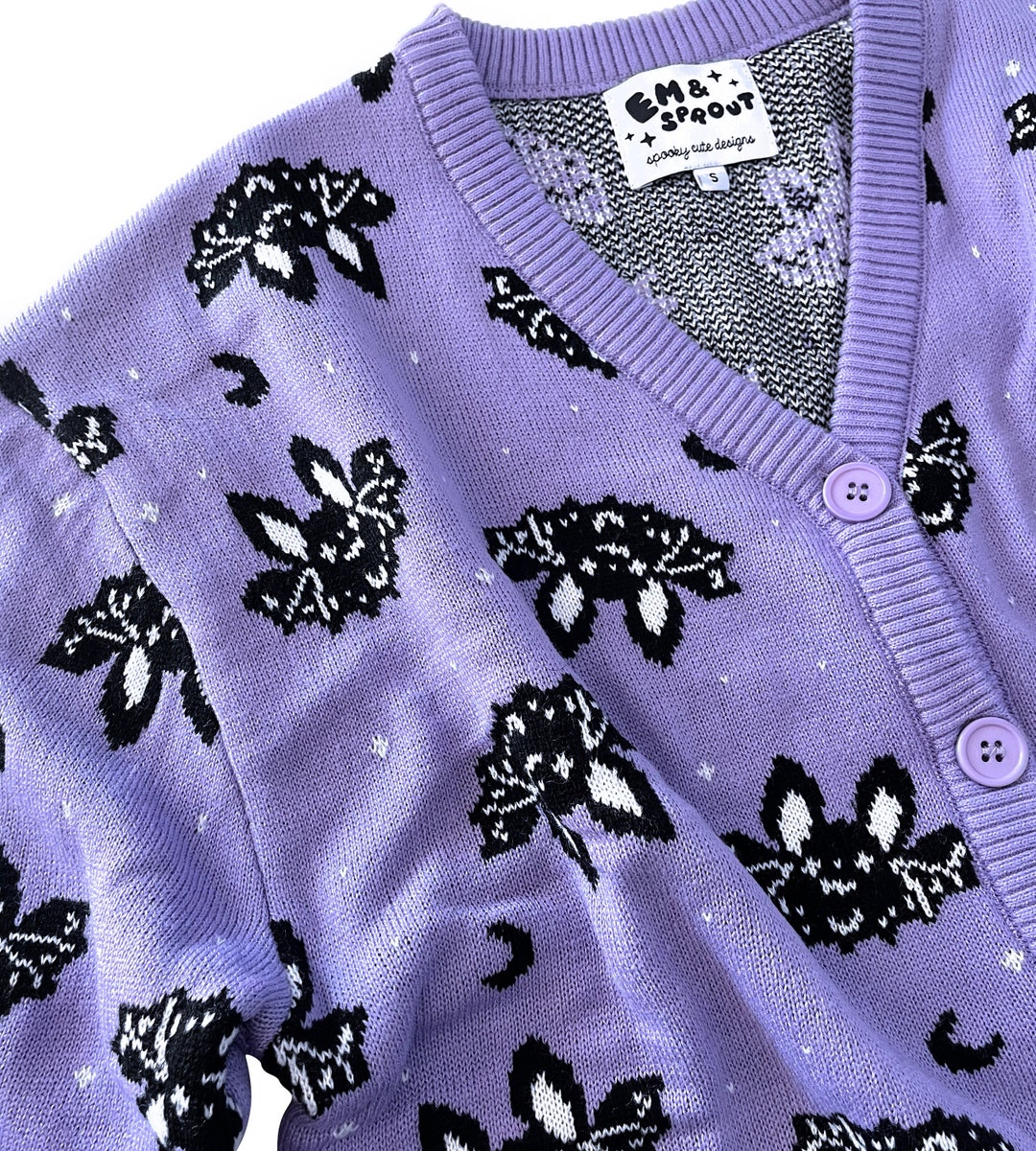 Lavender Bats Knit Cardigan Sweater - Ladies Sizes S-3X - Etsy