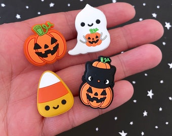 Halloween Shoe Charms Set - Ghost, Jack O Lantern, Cat, Candy Corn