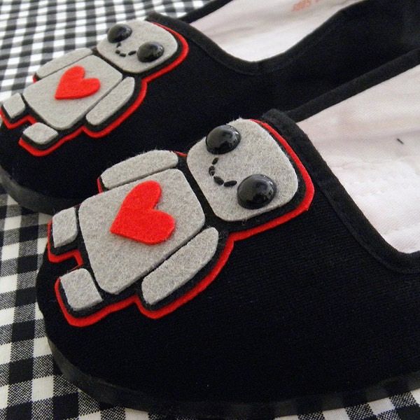 Robot Shoes - Love-Bot CUTE Mary Janes - Adult Size 7