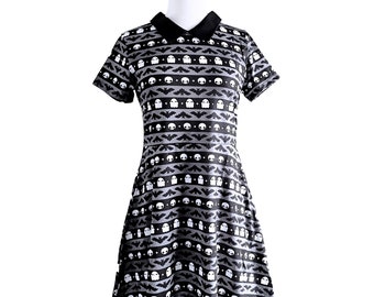 Spooky Stripes Collared A-line  Dress - Sizes S to 4X