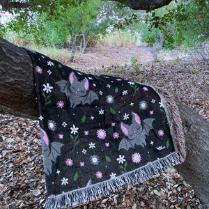 Floral Bat Woven Blanket