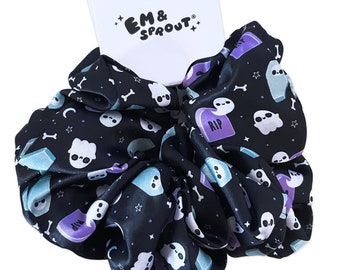 Jumbo Black graveyard ghost scrunchie