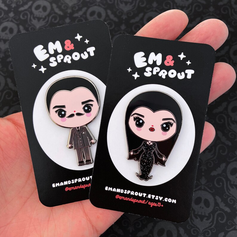 Gomez & Morticia Enamel Pins image 1