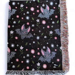Floral Bat Woven Blanket