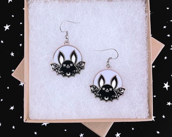 Full Bat and Moon Earrings