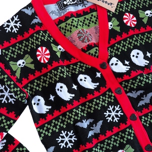 Spooky Christmas Cardigan Sweater - Available in sizes S to 3X