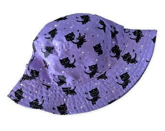 Vintage 90s Handmade Celestial Bucket Hat, Fabric Wide-brim  display picture 3