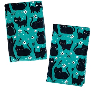 Floral Cats Terry Towel - Set of TWO