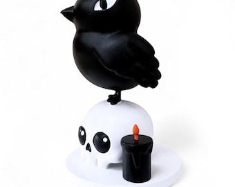 Crow & Skull Resin Figurine