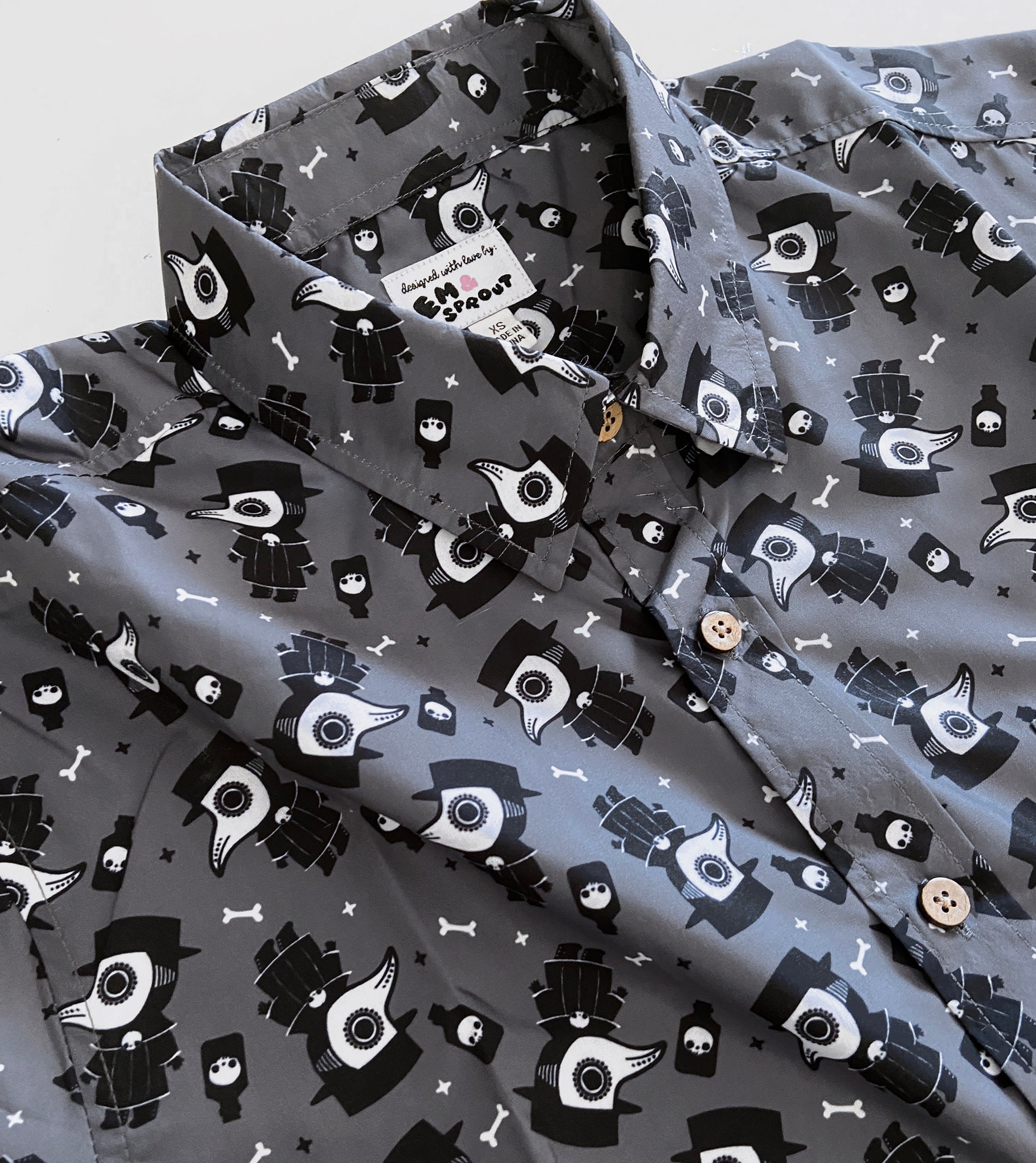 Plague Doctor Button Down Unisex Style Shirt - Sizes XS-3X