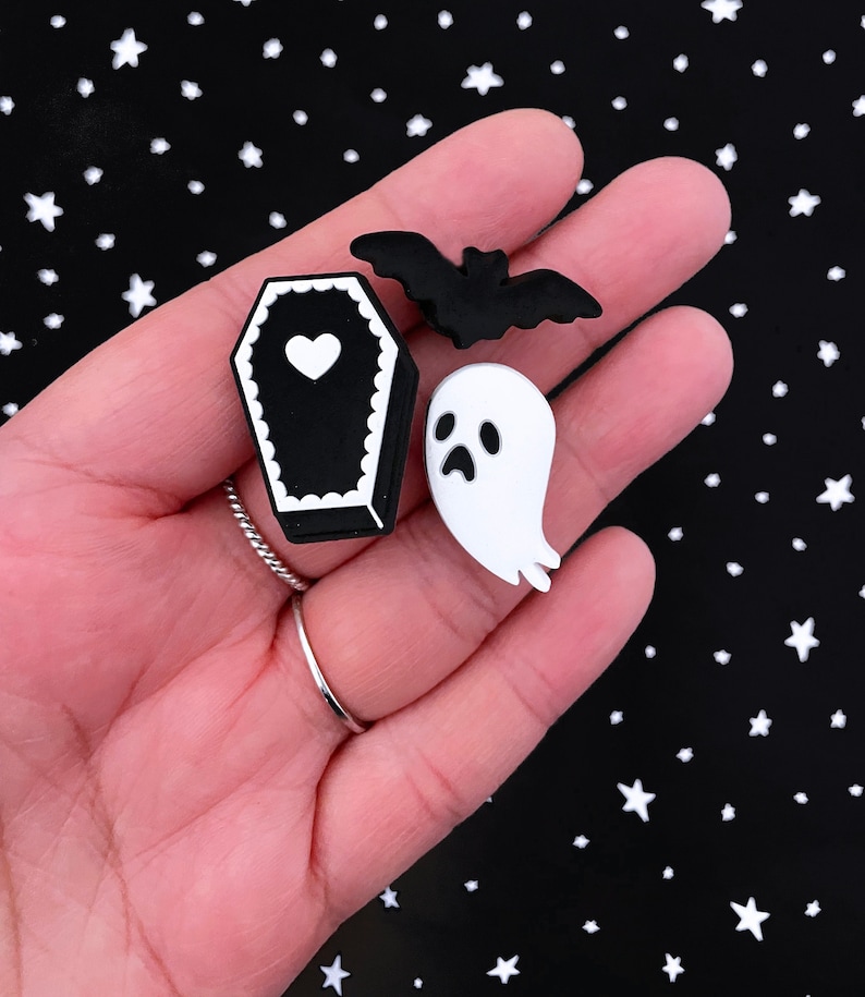 Ghost, Coffin, Bat Shoe Charms Set 