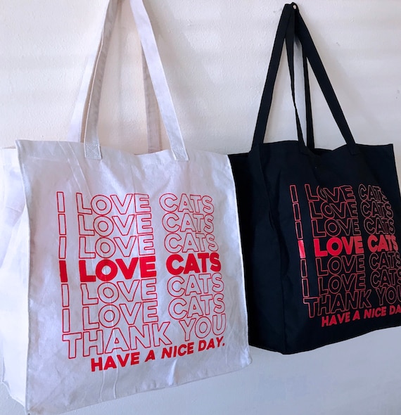 Thank you Parody Totebag Purse I LOVE CATS Grocery Shopping Tote Bag