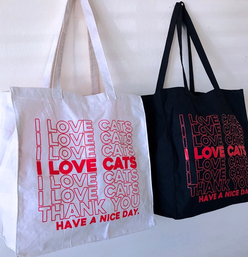Thank you Parody Totebag Purse I LOVE CATS Grocery Shopping Tote Bag