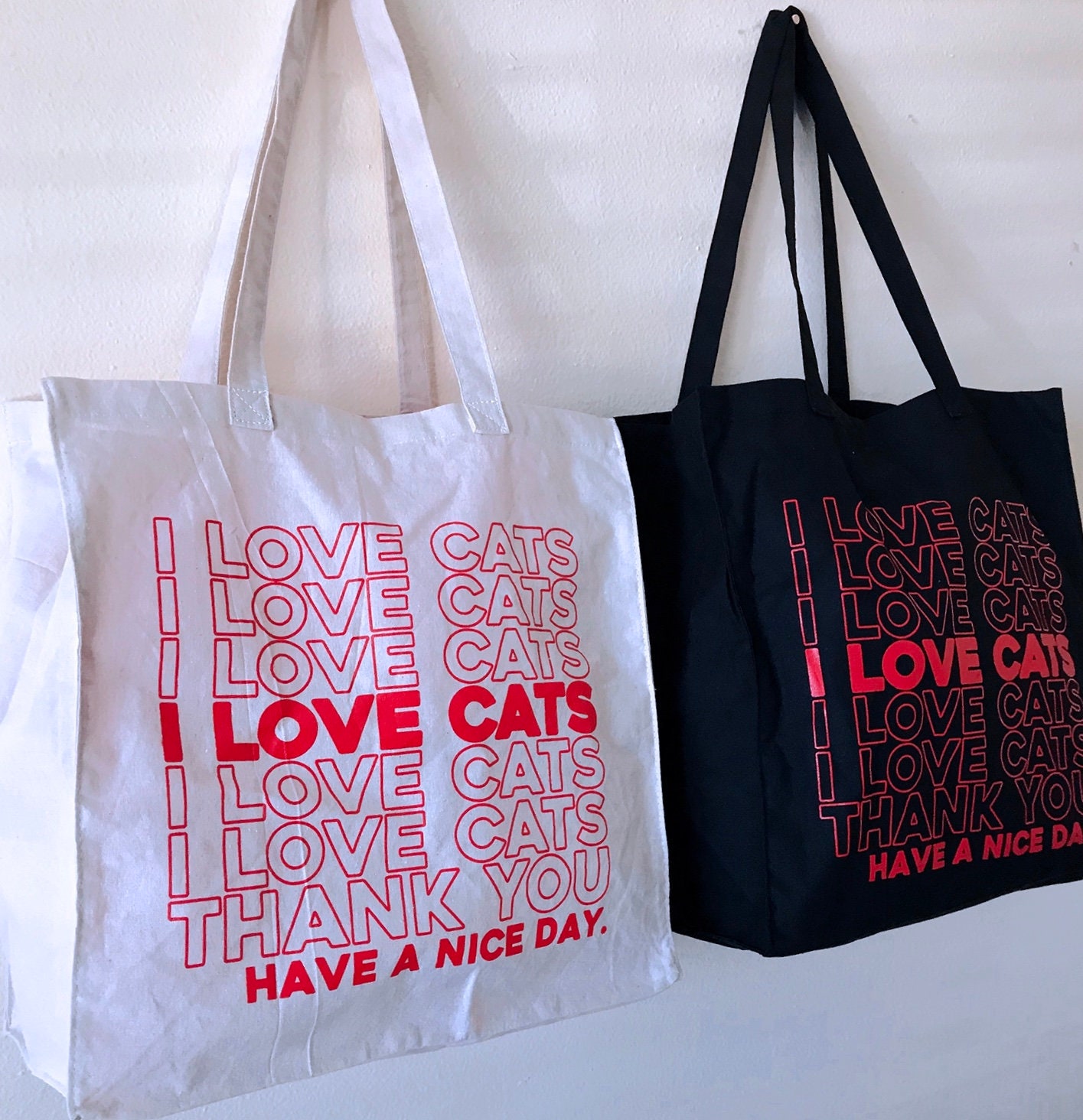 I LOVE CATS Grocery Shopping Tote Bag - Thank you Parody Totebag Purse