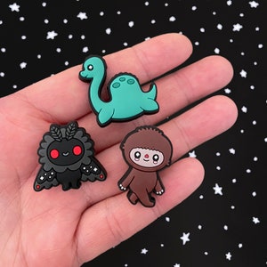 Cryptids Shoe Charms Set Bigfoot, Nessie, Mothman image 1