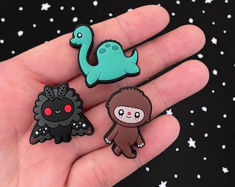 Cryptids Shoe Charms Set - Bigfoot, Nessie, Mothman