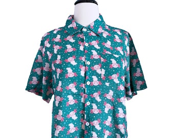 Axolotl Button Down Women's Style Shirt - Sizes S-3X