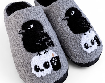 Crow & Skull Slippers - Sizes 5-12