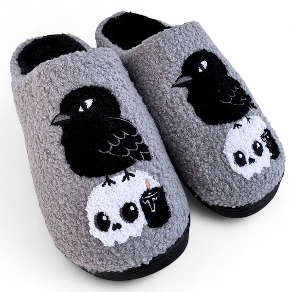 Pantuflas de cuervo y calavera - Tallas 5-12