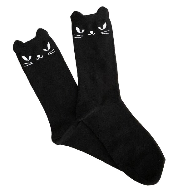 Black Cat Socks Etsy