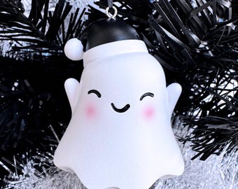 Santa Hat Ghost Holiday Ornament