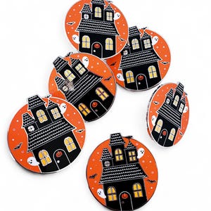 Orange Haunted House Enamel Pin