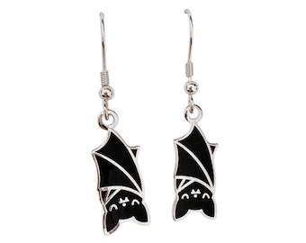 Hanging Bat Earrings - Silver or Gold