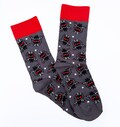 Mothman Socks: Gray & Red Trim, Women's One Size