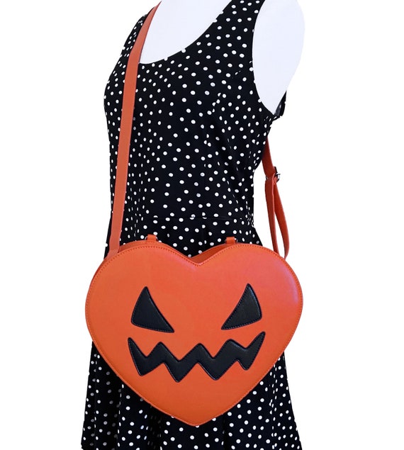 Em & Sprout Heart shaped Pumpkin face Backpack Adjustable Straps I just restocked my heart jack-o-lantern bags in pink and  main image 4