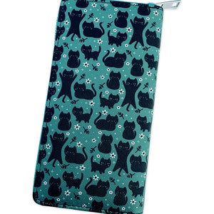 Cartera larga con diseño de gato floral