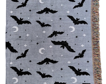Gray Bats Woven Tapestry Blanket 50" x 60"